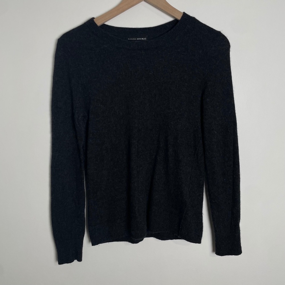 Merino Wool Cashmere Blend Sweater Women M Gray Quiet Luxury Minimalist Neutral